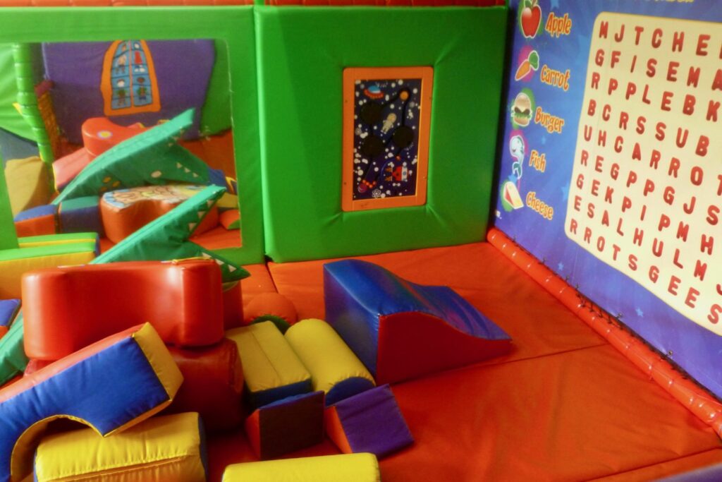 Play blocks in the soft play area